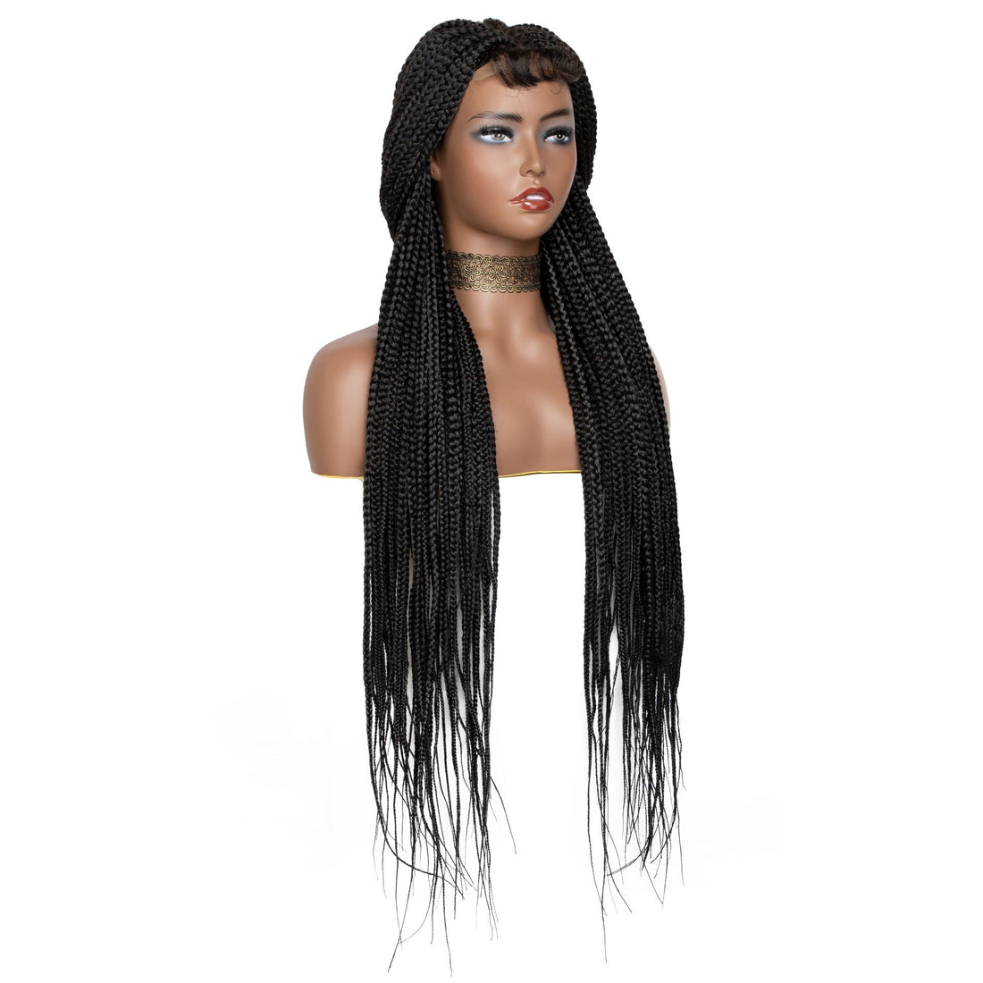 2022 Latest Popular 100% Hand Box Front Lace Bangs Braided Wigs
