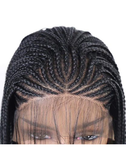 18 Inch Lace Front Hand Braided Black Box Braided Wigs