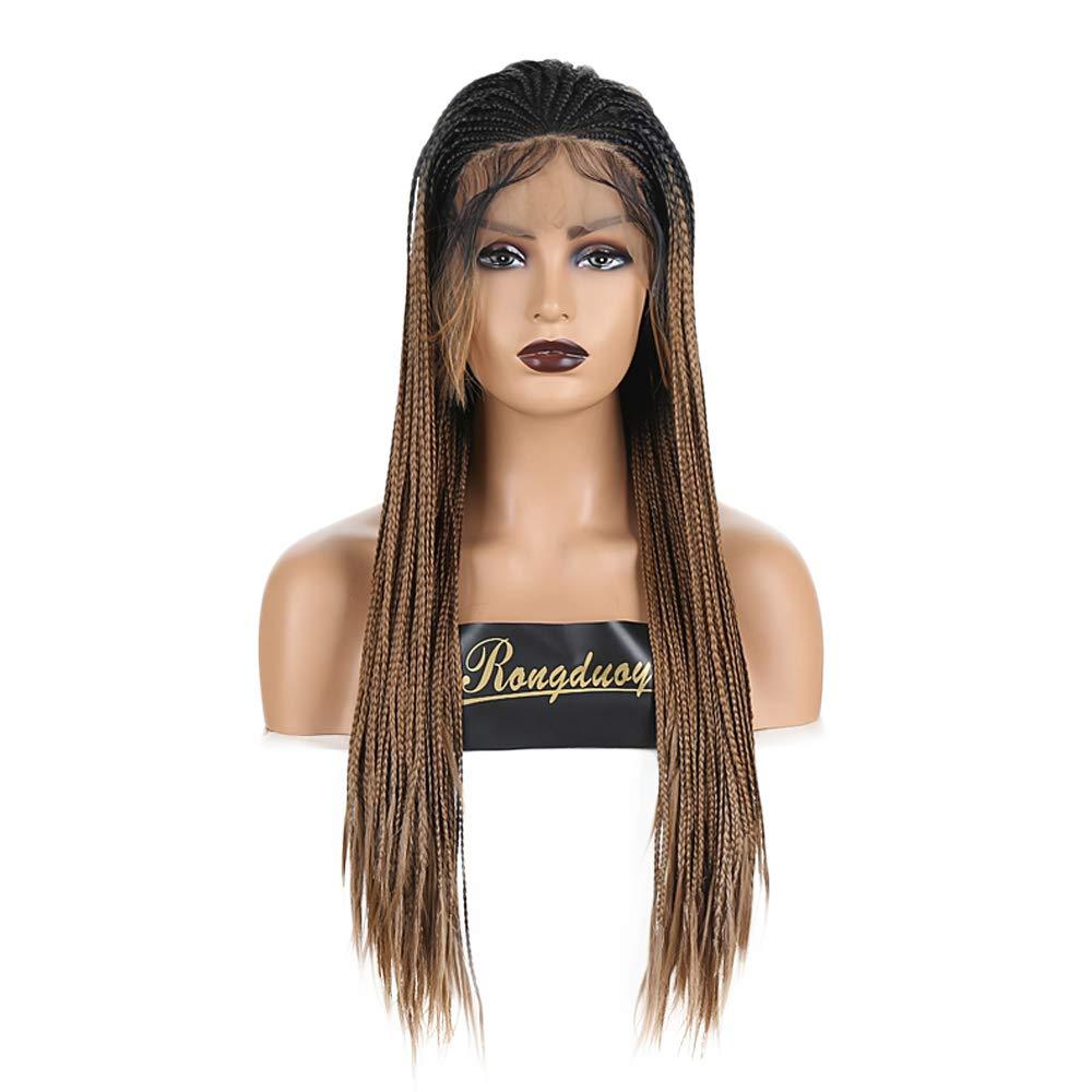 18&quot; Black Root Ombre Brown Synthetic Wig Long Hand Braided Wig