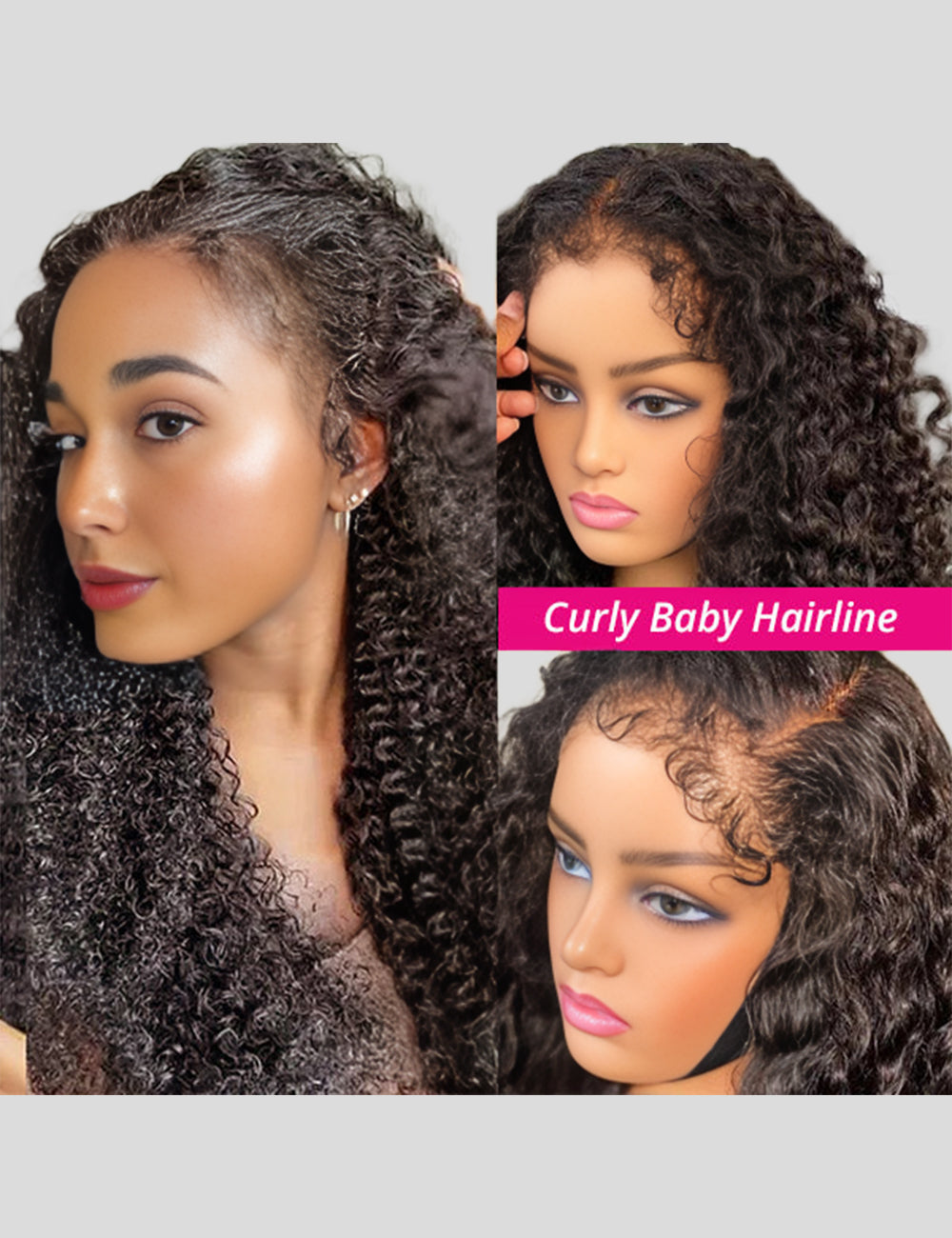 4C Kinky Edges Deep Wave Wig Lace Frontal Wigs Human Hair HD Lace Wigs with Kinky Baby Hair