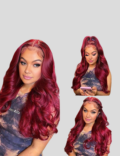 Burgundy Lace Front Wigs 99J Body Wave Wear and Go Wig Colored Glueless Human Hair Wig Invisible Knots Pre Plucked