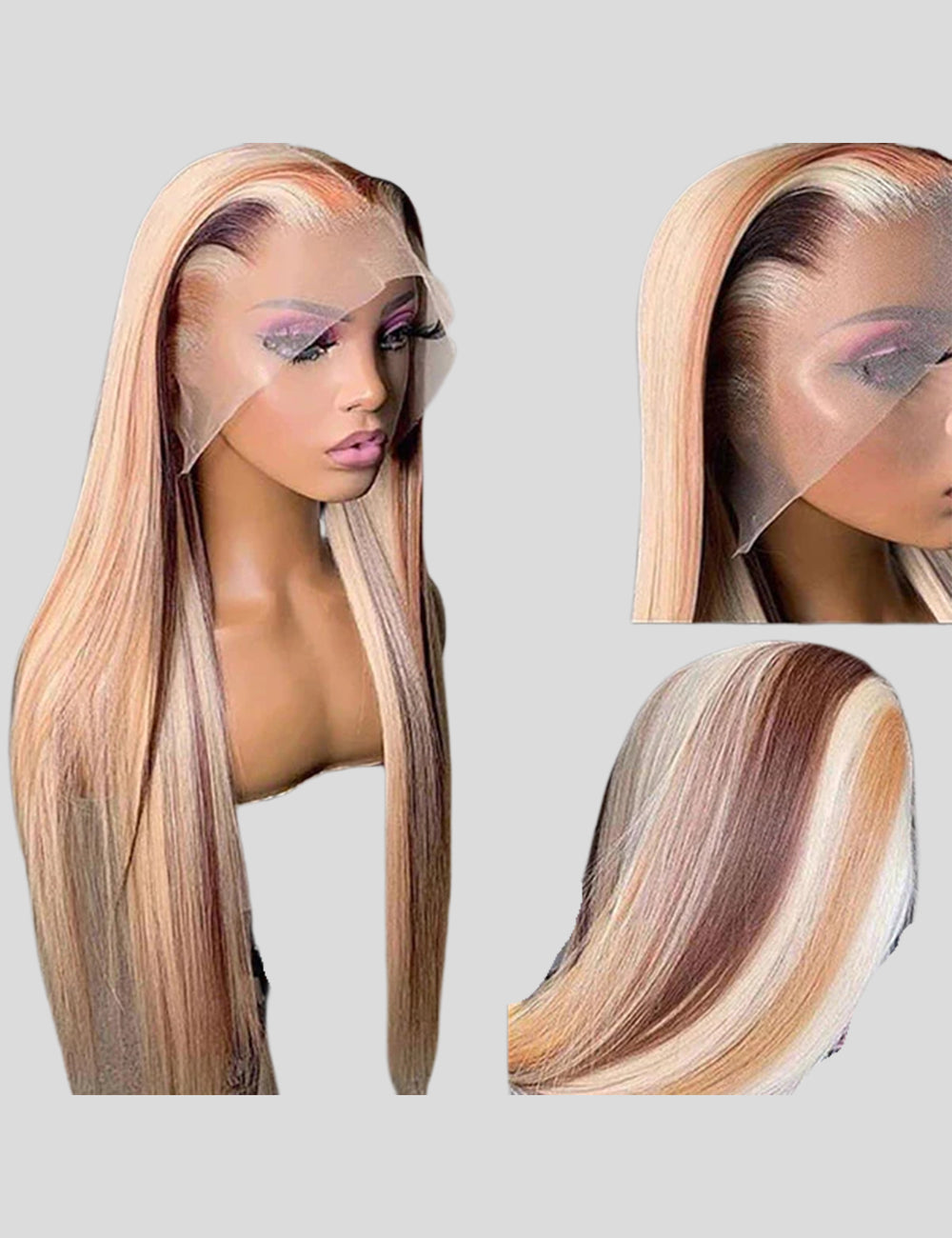 Straight Colored Wigs HD Transparent Highlight Wigs 13x4 Lace Front Wigs