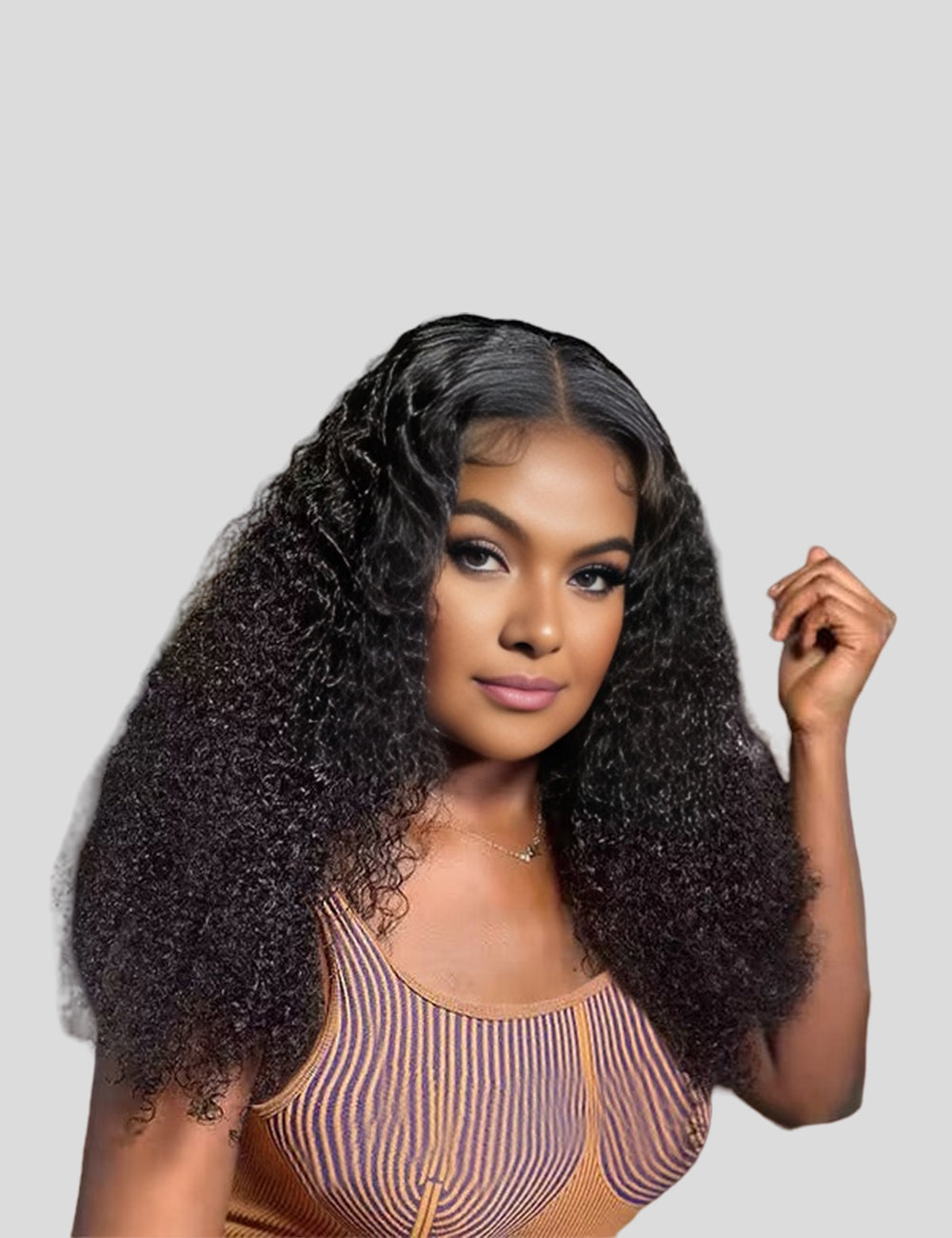 Invisible Knots Wear and Go Kinky Curly Wigs Glueless Human Hair Wig Pre Cut Wigs