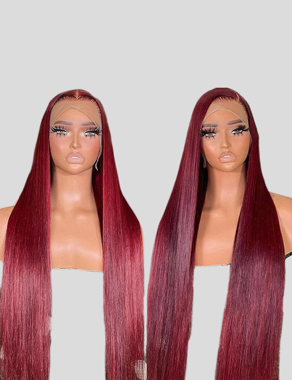 Burgundy Lace Front Wigs 32 Inch HD Human Hair Wigs Straight Colored Wigs with Baby Hair