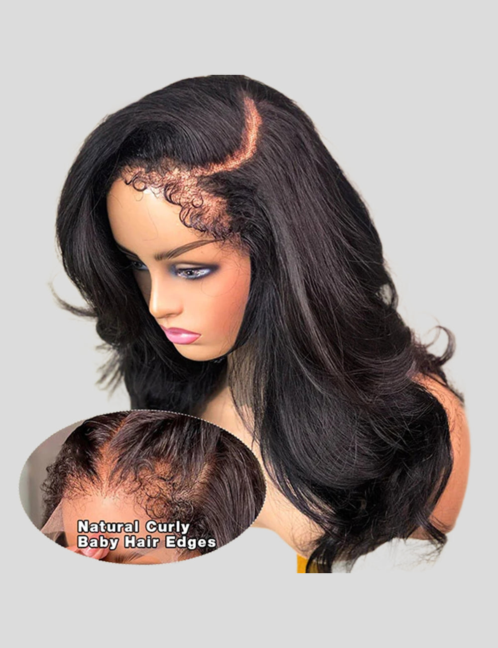 Realistic 4C Kinky Edges HD Lace Wigs Body Wave 13x4 Lace Frontal Wig With Kinky Baby Hair