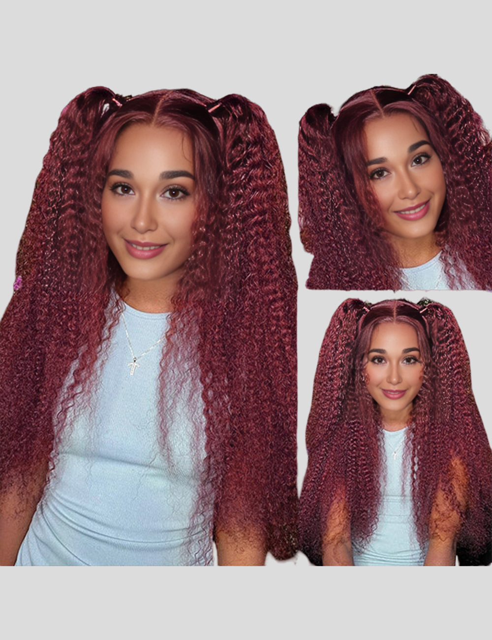 Burgundy Color Deep Wave Wig HD Lace Frontal Wig 32 Inch Human Hair Wig with Baby Hair