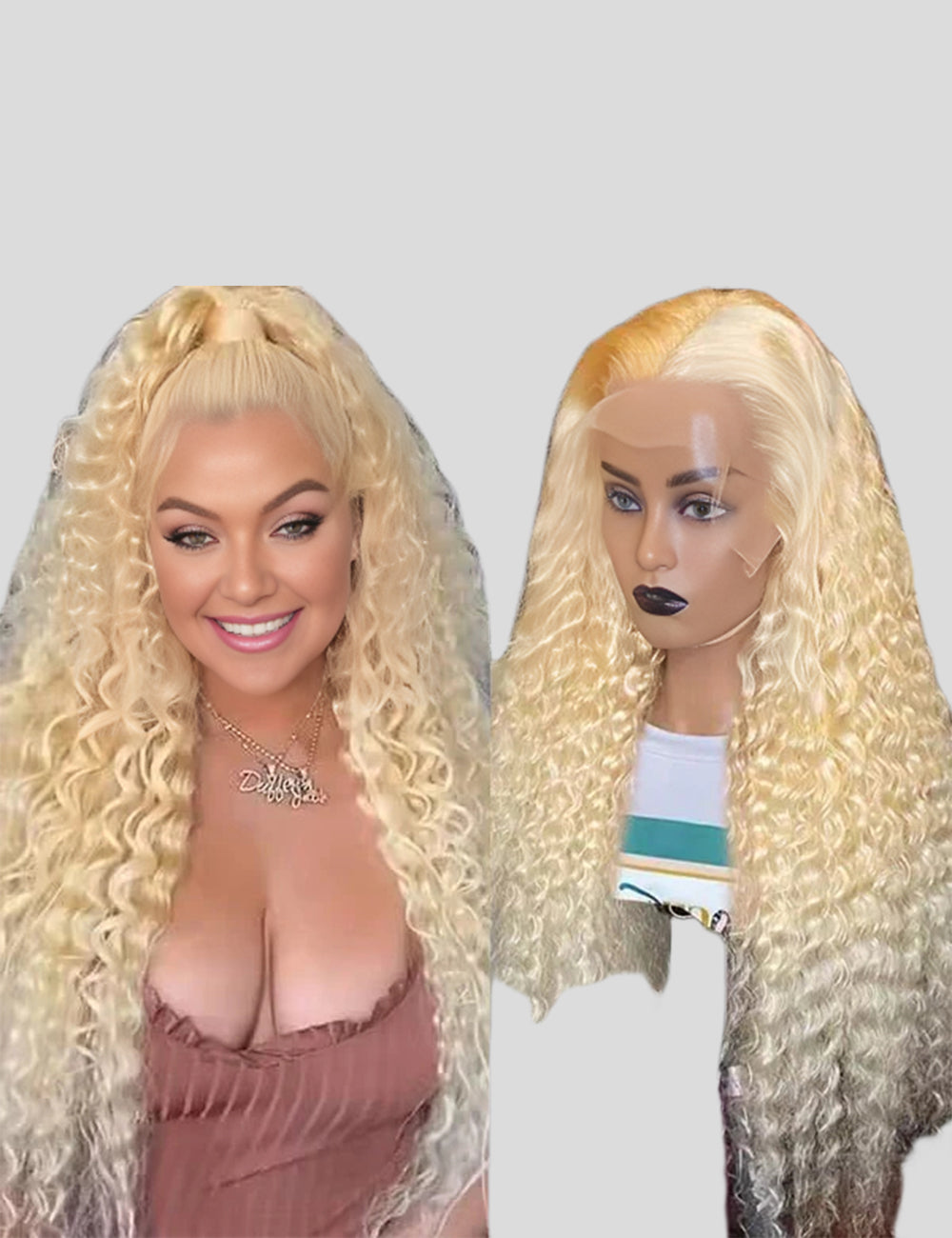 613 Deep Wave Wig Blonde Human Hair Lace Front Wigs HD Transparent 13x4 Lace Front Wig