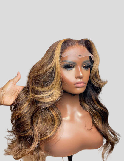 Balayage Highlight Wigs Body Wave 13x4 Lace Front Wigs HD Frontal Lace Wigs