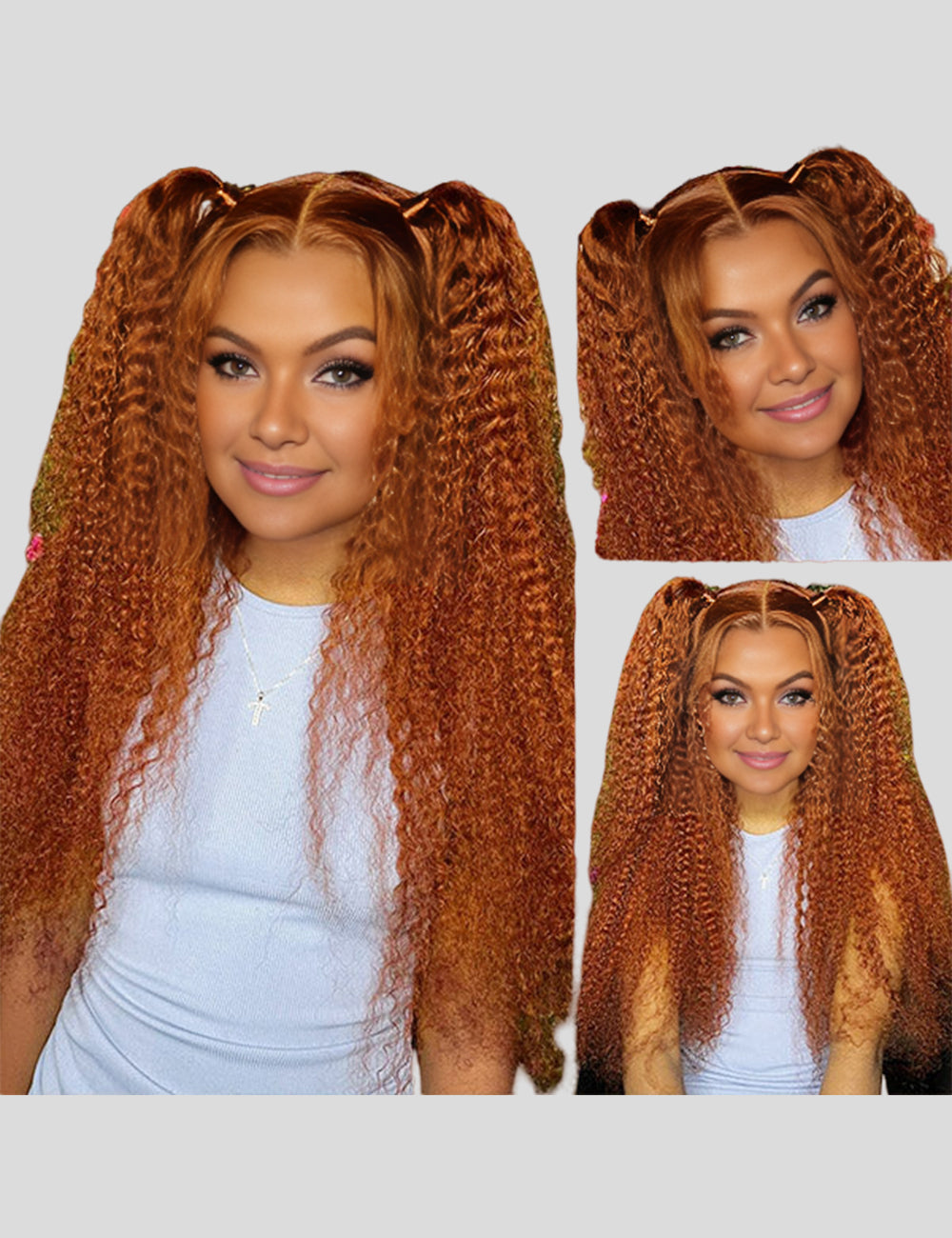 Ginger and Orange Wigs 13x4 Lace Front Wigs 32Inch Curly Frontal Lace Wigs With Pre Plucked