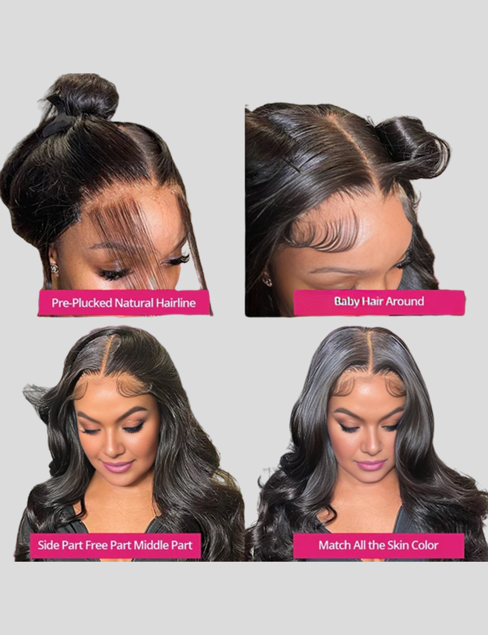 Black Pre Plucked Glueless Body Wave 13x4 Lace Frontal Wig