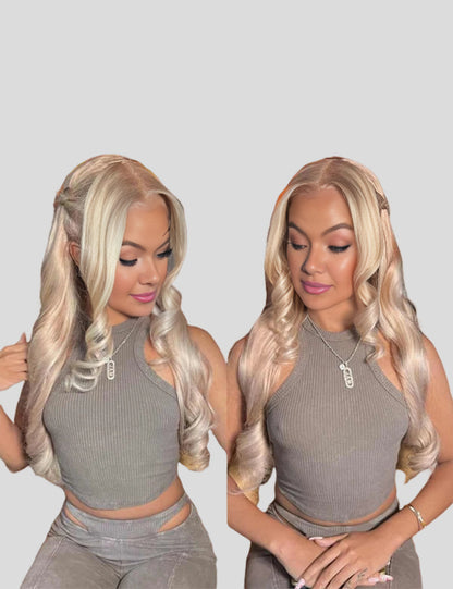 Invisible Knots Barbie Blonde With Brown Highlights P10/613 Body Wave Wear Go Glueless Wig