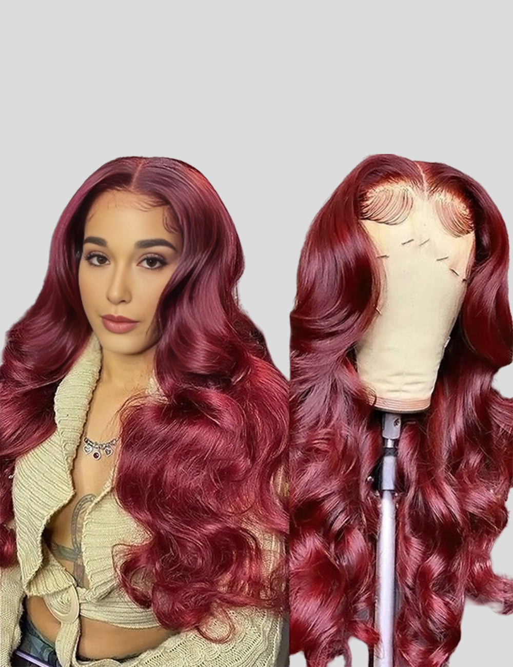 Burgundy Wigs 13x4 Body Wave Colored Lace Front Wigs 250% Density Human Hair Wigs