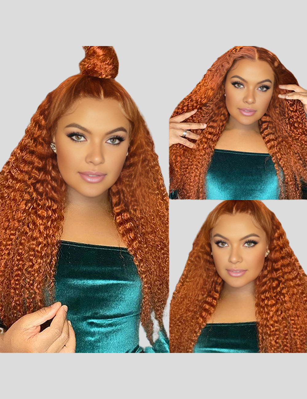 Ginger and Orange Wigs 13x4 Lace Front Wigs 32Inch Curly Frontal Lace Wigs With Pre Plucked