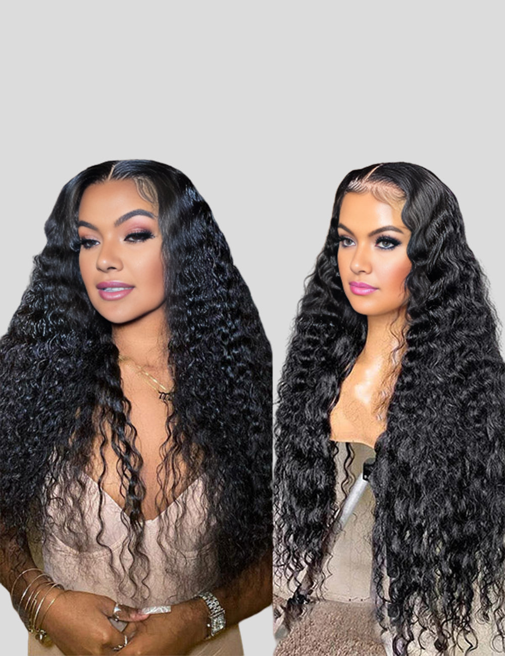 Deep Wave Lace Frontal Wigs HD Lace Front Wig Long Glueless Human Hair Wigs