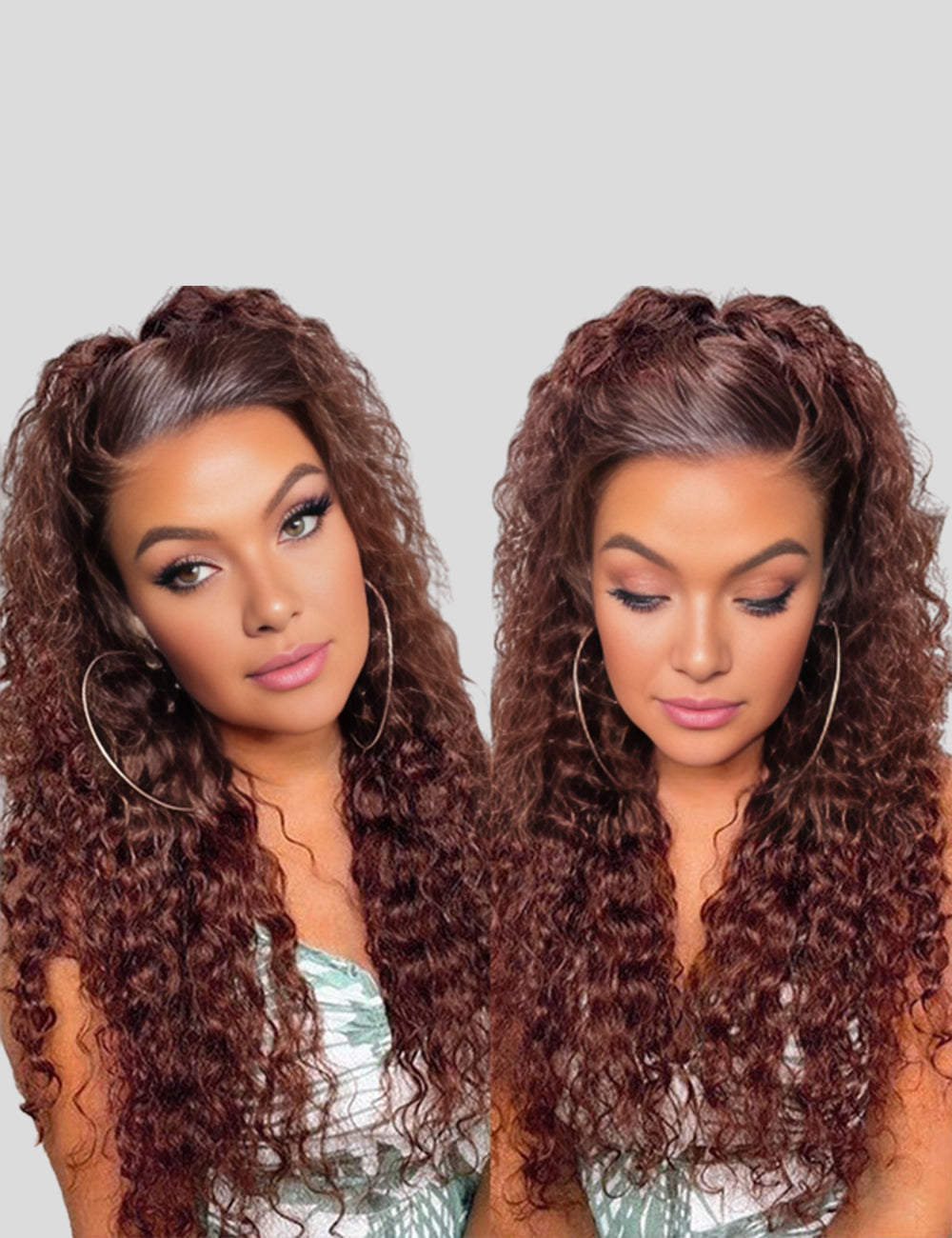 Reddish Brown Lace Front Wigs HD 13x4 Frontal Wigs Deep Curly Human Hair Lace Frontal Wigs