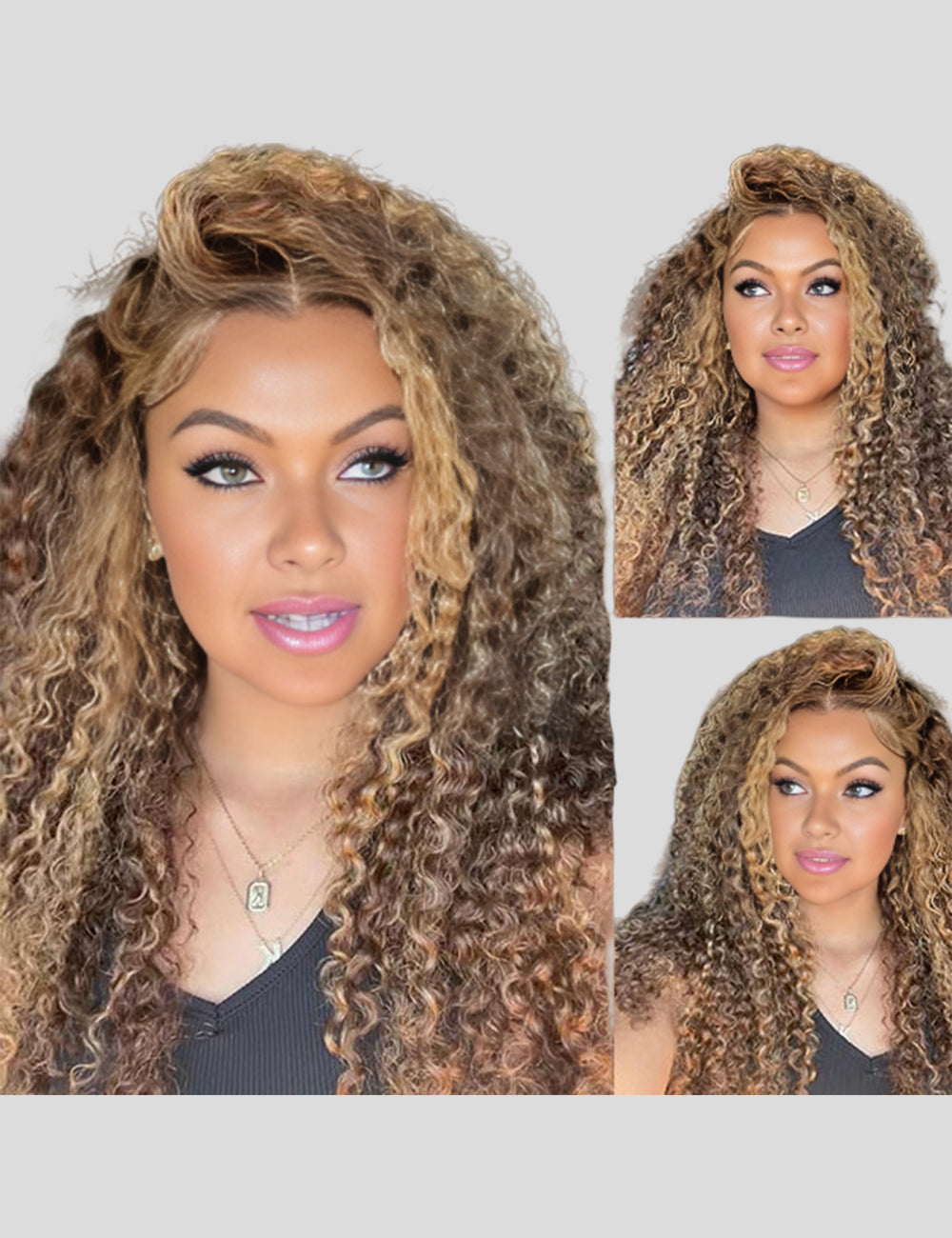 Balayage Highlight Lace Front Wigs Deep Wave Lace Frontal Wigs Pre Plucked Human Hair Wigs
