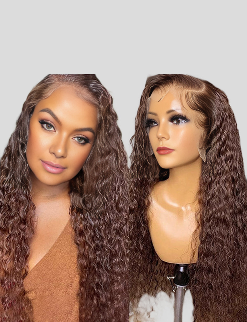 Brown Colored Human Hair Wigs Water Wave HD 13x4 Lace Front Wigs 180% Density Colored Wigs For Black Women
