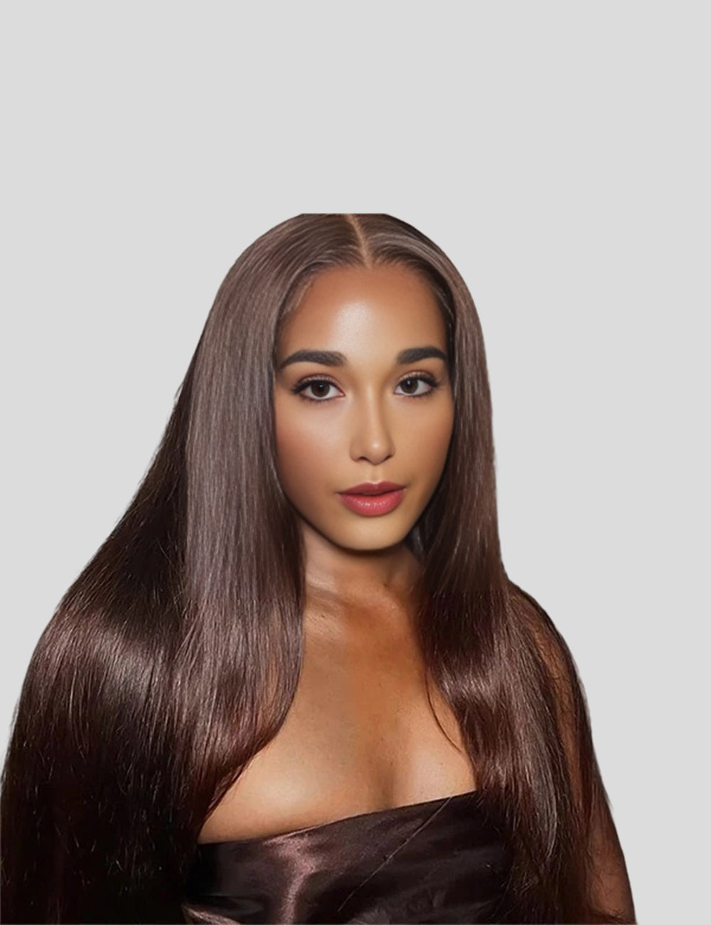 Dark Brown Colored Lace Wigs Straight Human Hair Wigs 
