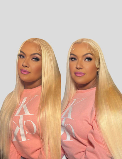 Honey Blonde Wig Straight Hair Wigs HD Transparent 13x4 Lace Front Wigs 613 Long Human Hair Wig 40 Inch