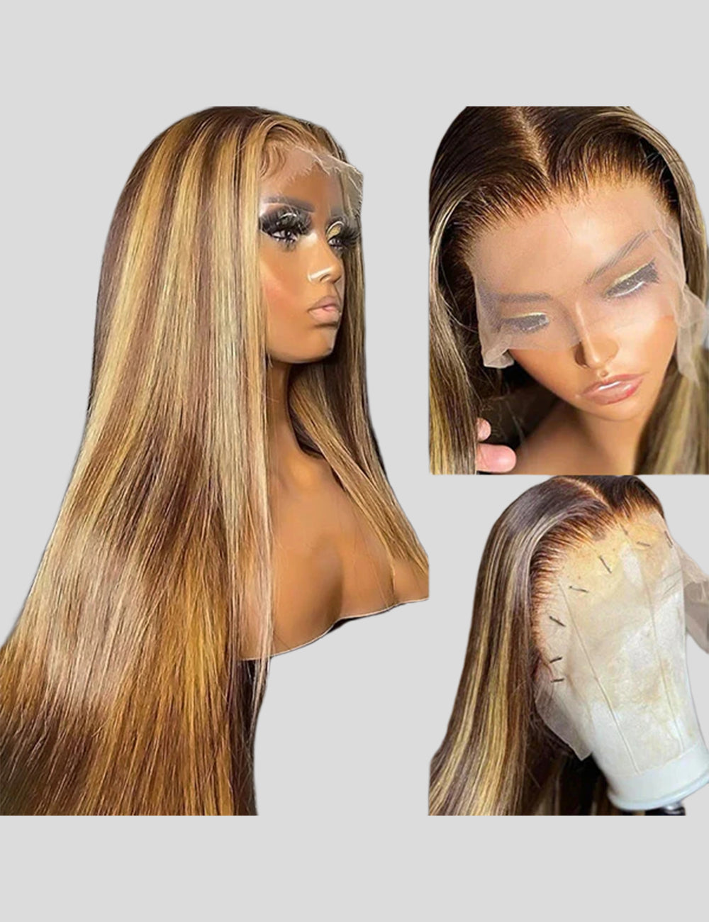 32 inch Balayage Highlight Hair 13x4 Frontal Lace Wigs Straight Pre Plucked Human Hair Wigs