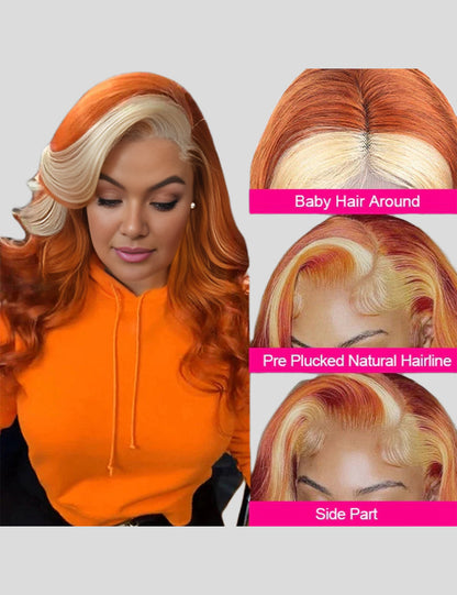 Black Ginger Blonde Body Wave 13x4 Lace Frontal Wig