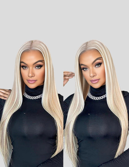 Invisible Knots P10/613 Blonde With Brown Highlights Straight HD Lace Wear Go Human Hair Wigs