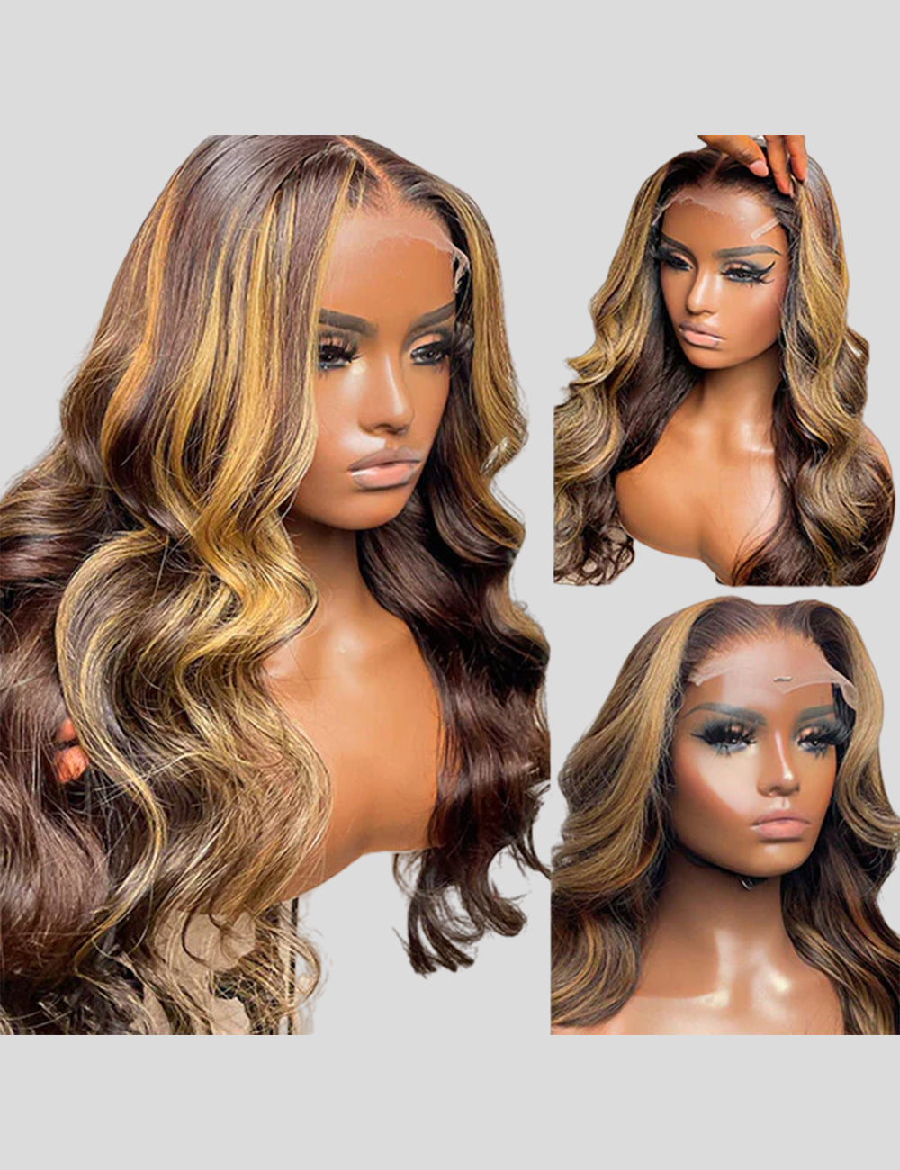 32 Inch Balayage Highlight Wigs Body Wave Colored Wigs 13x4 Frontal Lace Wigs