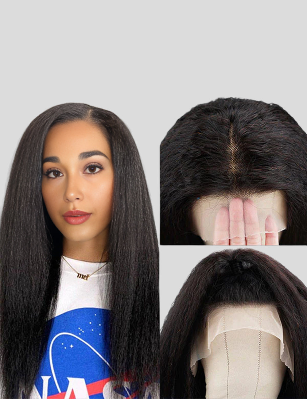 Kinky Straight Wig HD Lace Frontal Wigs Yaki Human Hair Wig 13x4 Lace Front Wigs 250 Density Wig