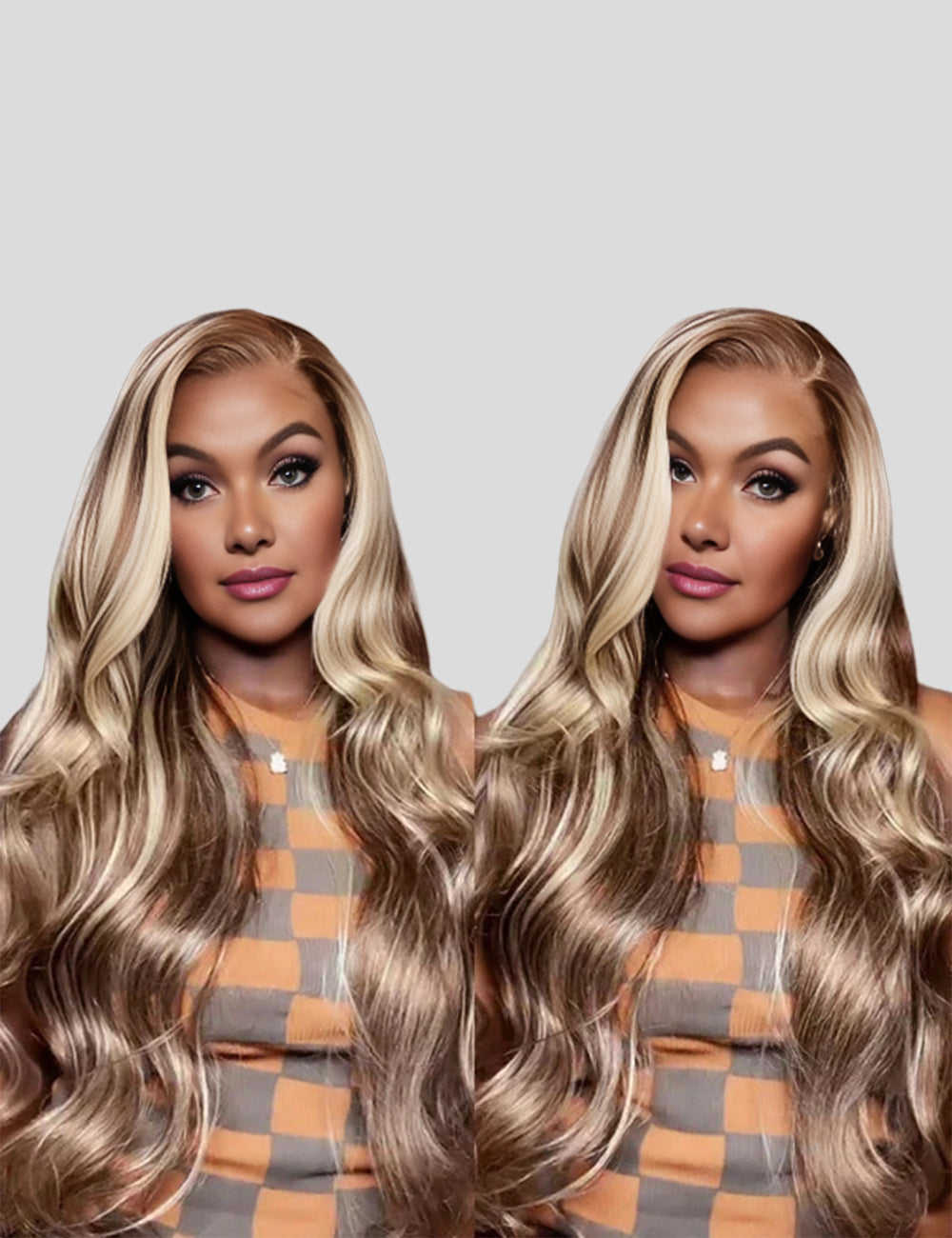 Invisible Knots Brown With Blonde Highlights P4/613 Colored Wigs Body Wave Glueless Pre Cut Wigs