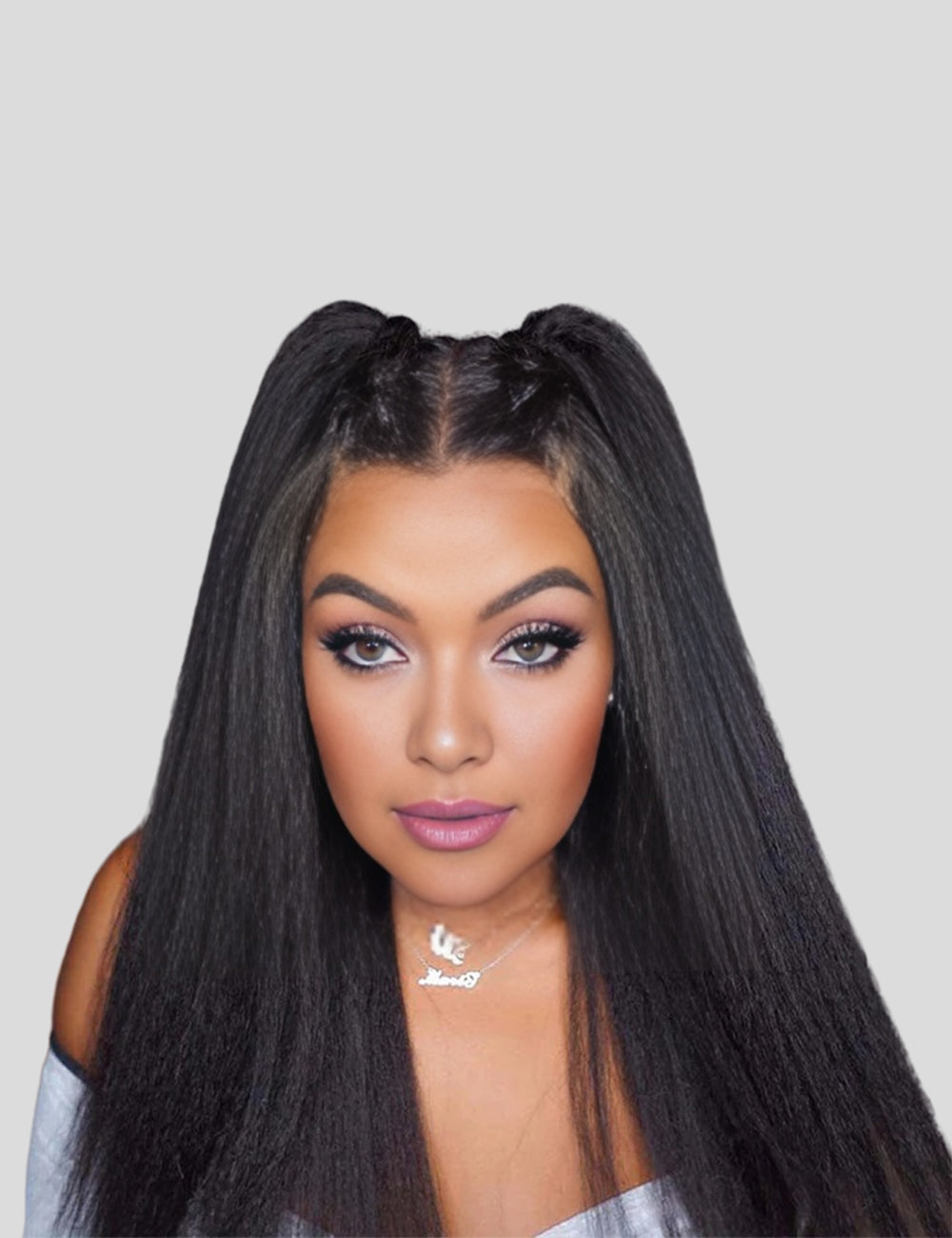 Invisible Knots Kinky Straight Glueless Wig 13x4 HD Lace Frontal Wigs Beginner Friendly Pre Cut Wigs