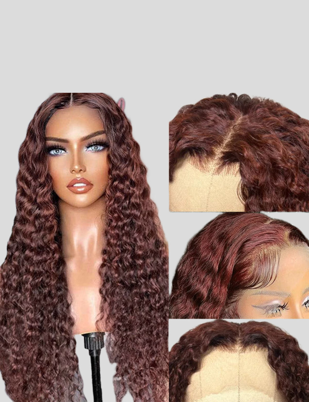 Reddish Brown Lace Front Wigs HD 13x4 Frontal Wigs Deep Curly Human Hair Lace Frontal Wigs