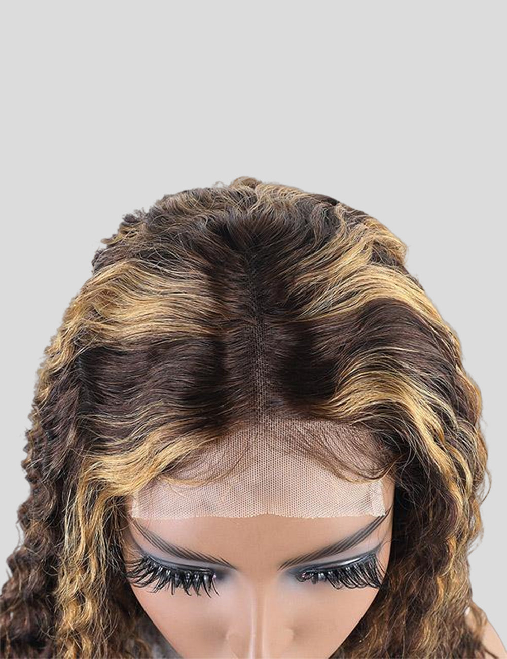 Honey Blonde Highlights Wig Brazilian Deep Wave Wig 4x4 Lace Closure Wigs 180% Density