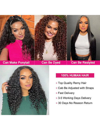 Deep Wave Lace Frontal Wigs HD Lace Front Wig Long Glueless Human Hair Wigs