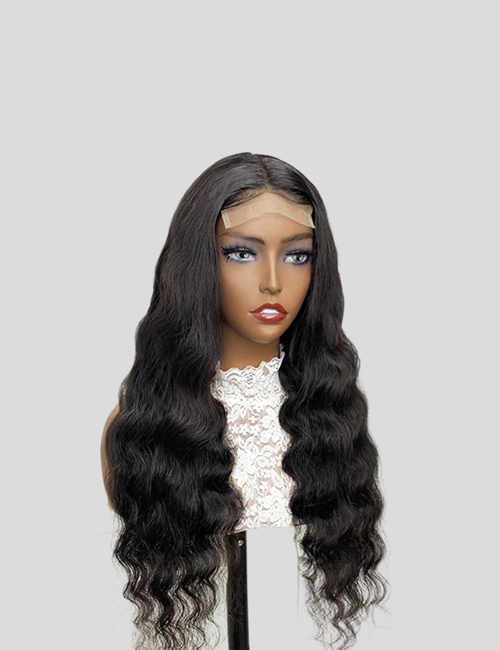 Loose Deep Wave Natural Black 4x4 Transparent Lace Closure Pre Plucked Wig with Baby Hair