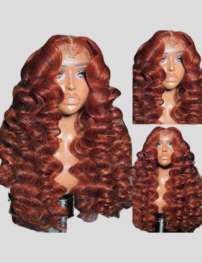 Auburn Hair HD Lace Frontal Wigs Human Hair Loose Deep Wave Wig With Baby Hair
