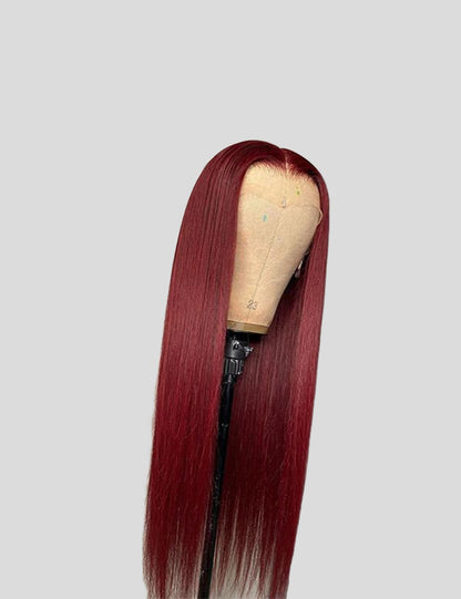 99J Burgundy Lace Wig Transparent T Lace Part Wig Straight Human Hair Wigs Beauty