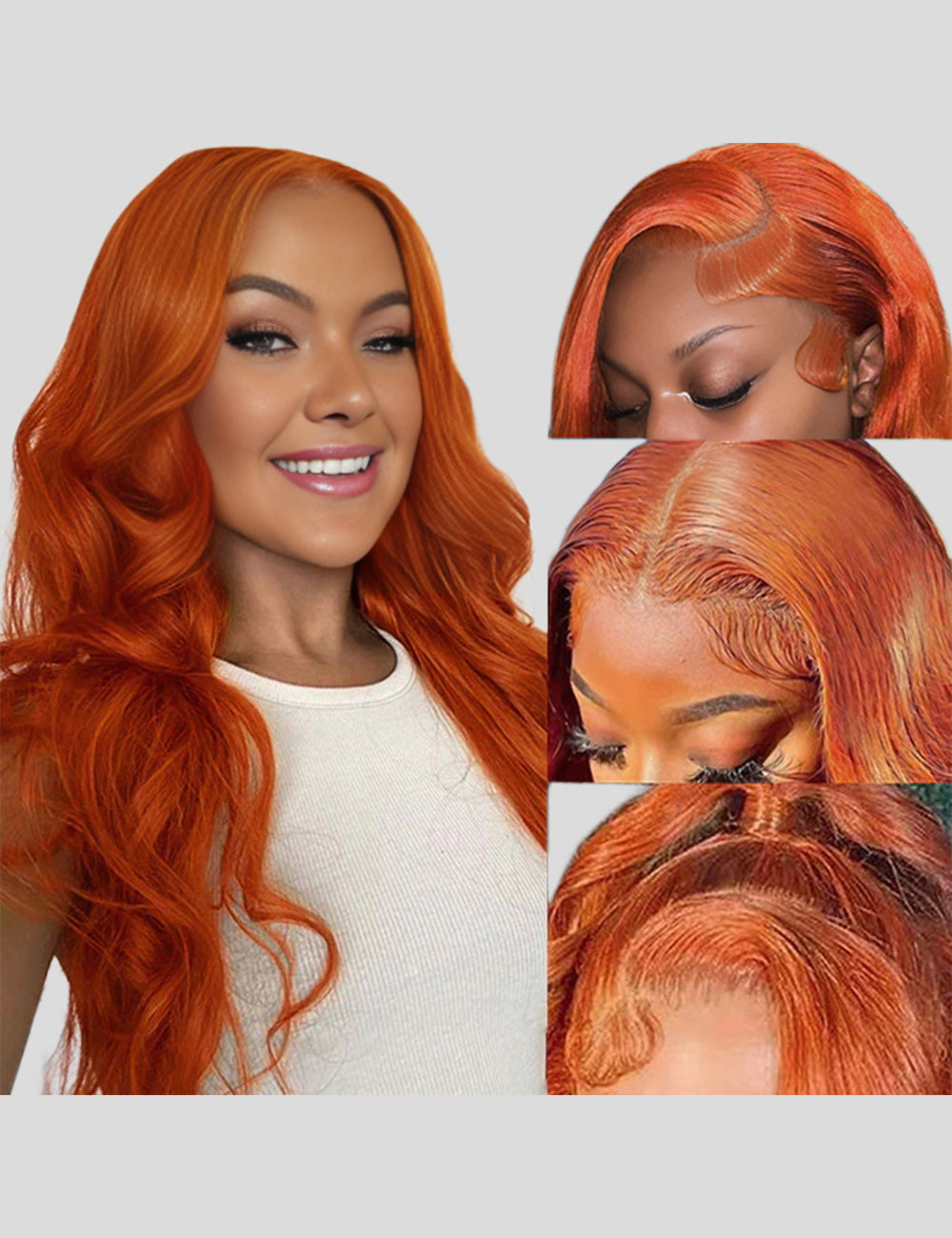 Ginger Color Wigs Body Wave Lace Frontal Wigs 250% Density Human Hair Wigs