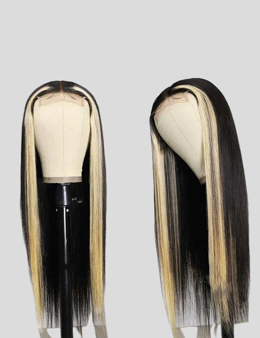 Skunk Stripe Wig HD Lace Front Wigs Highlight Straight Human Hair Wigs