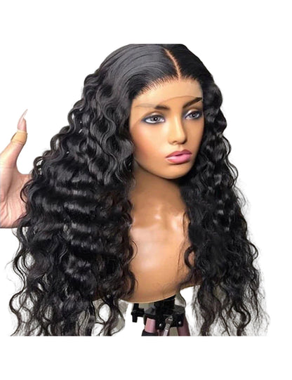 Loose Deep Wave Pre Bleached Wig Glueless 13x6 Lace Front Wig 180 % Density 40 Inch Human Hair Wig
