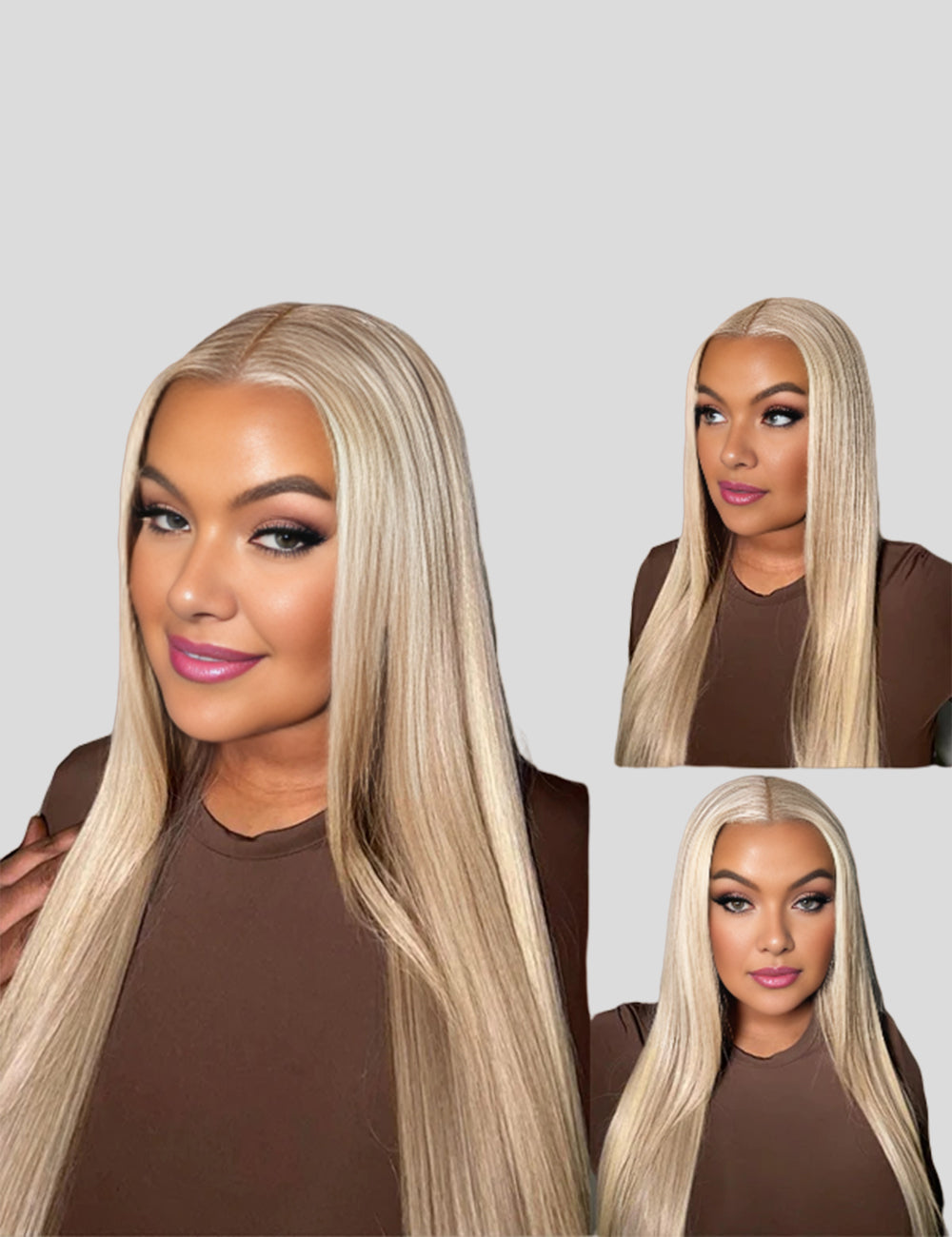 Invisible Knots P10/613 Blonde With Brown Highlights Straight HD Lace Wear Go Human Hair Wigs