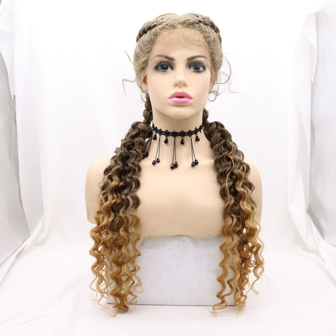 Two Strands Braided Hand-woven 360 Lace Braid Wigs