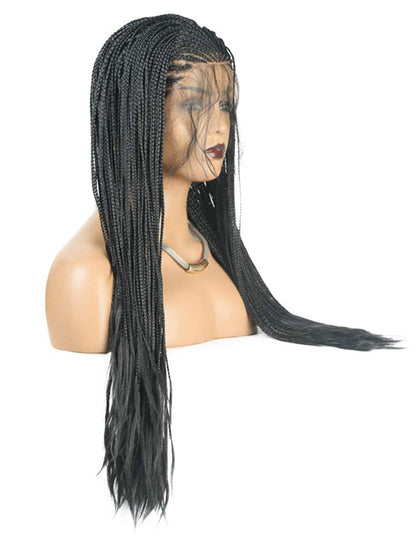 24 Inch Lace Front Black Box Braided Wigs
