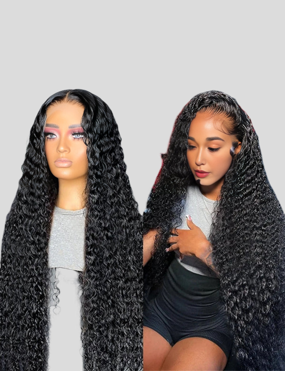 【HD Invisible Lace】Long Deep Wave 13*6 HD Lace Frontal Wig Hair 180% Density Glueless Wigs With Baby Hair