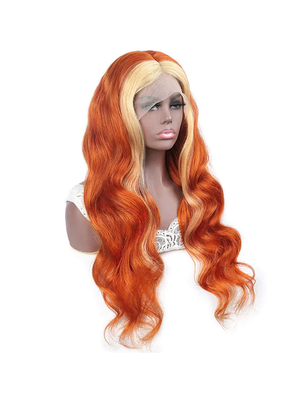 Ginger Blonde Wig 30 Inch Body Wave Human Hair Wig With Natural Hairline Lace Front Wig