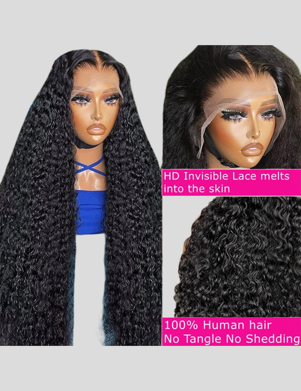 【HD Invisible Lace】Long Deep Wave 13*6 HD Lace Frontal Wig Hair 180% Density Glueless Wigs With Baby Hair