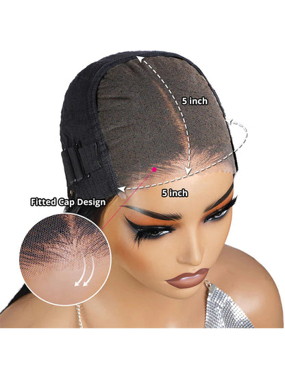 Invisible Knots Kinky Straight Human Hair Wigs Glueless Wigs Natural Hairline Pre Cut Wigs 5x5 HD Lace Closure Wig