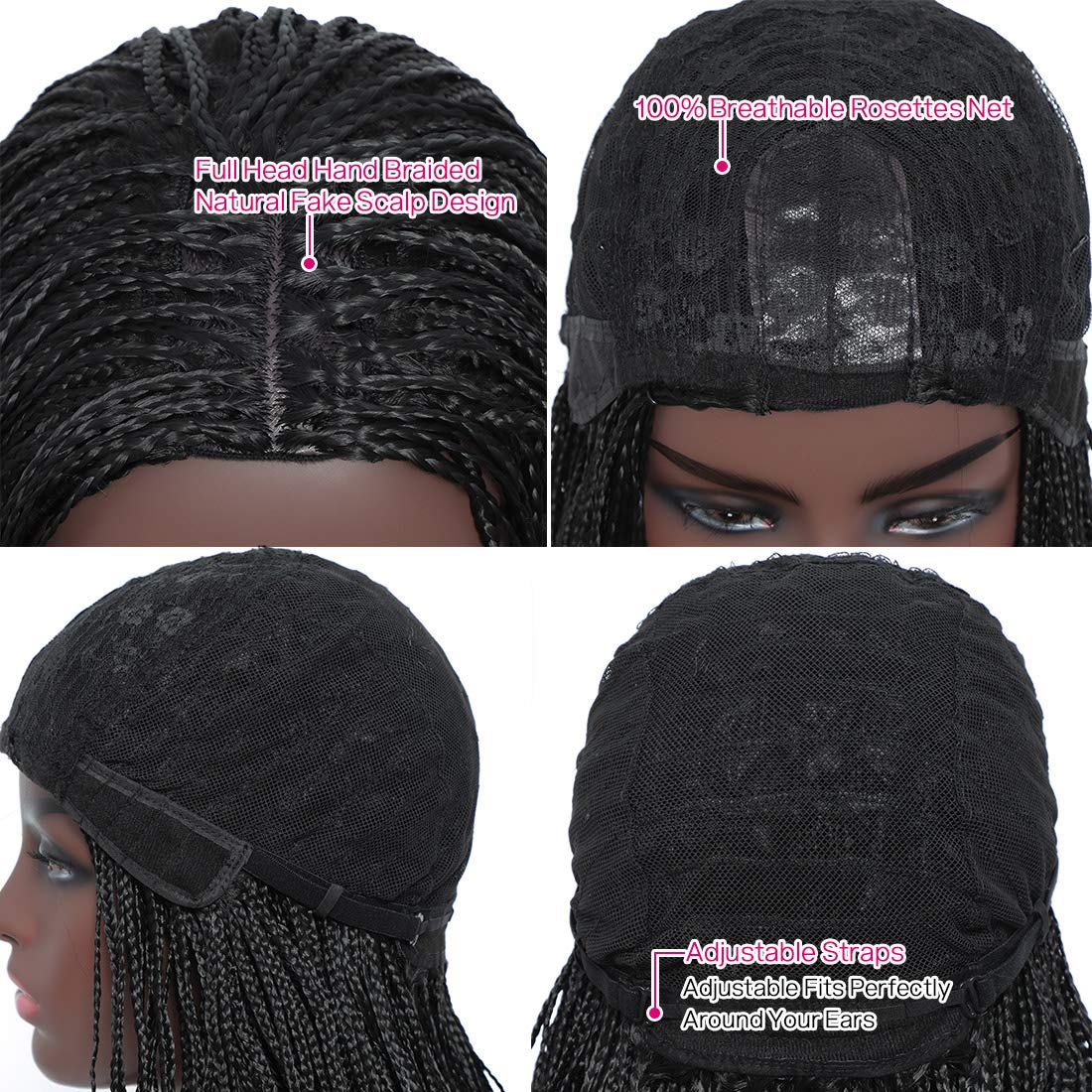 100% Hand Braid Box Font Lace Braided Wigs -IshoWigs