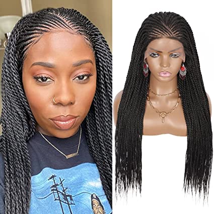 100% Hand Braided Senegal Box Braids Lace Front Wigs For Black Women -IshoWigs