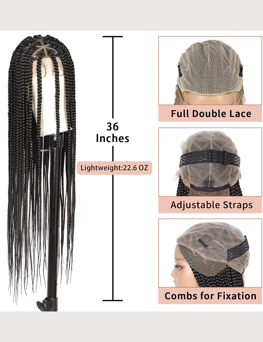 36 Inch Knotless Full Box Braided Wigs