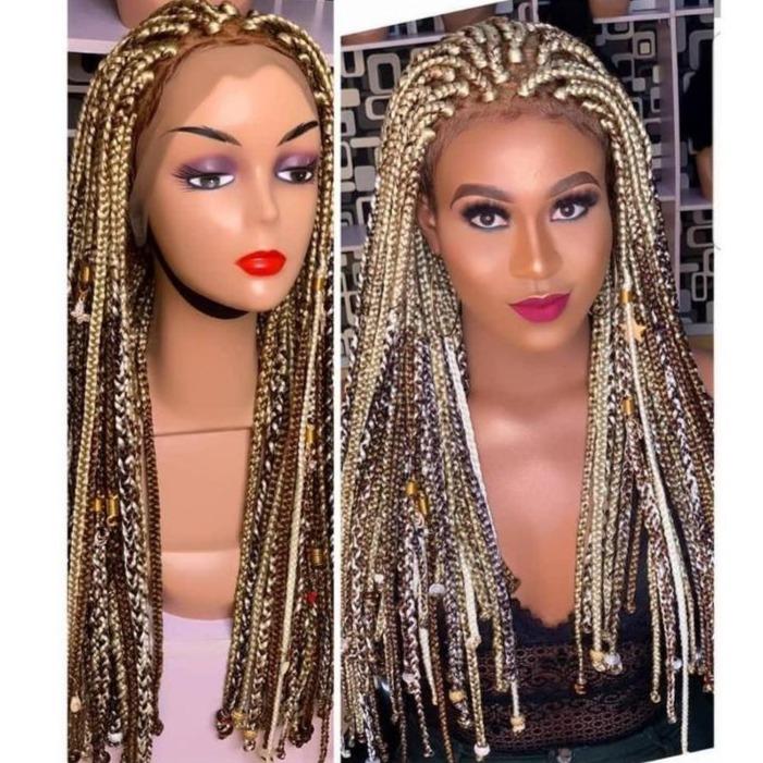 Hot Sales 100% Hand-Braided Ombre Knotless Box Braids Wig Micro Braided Wigs